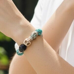 Vintage awesome skull bracelet with rhinestone too!